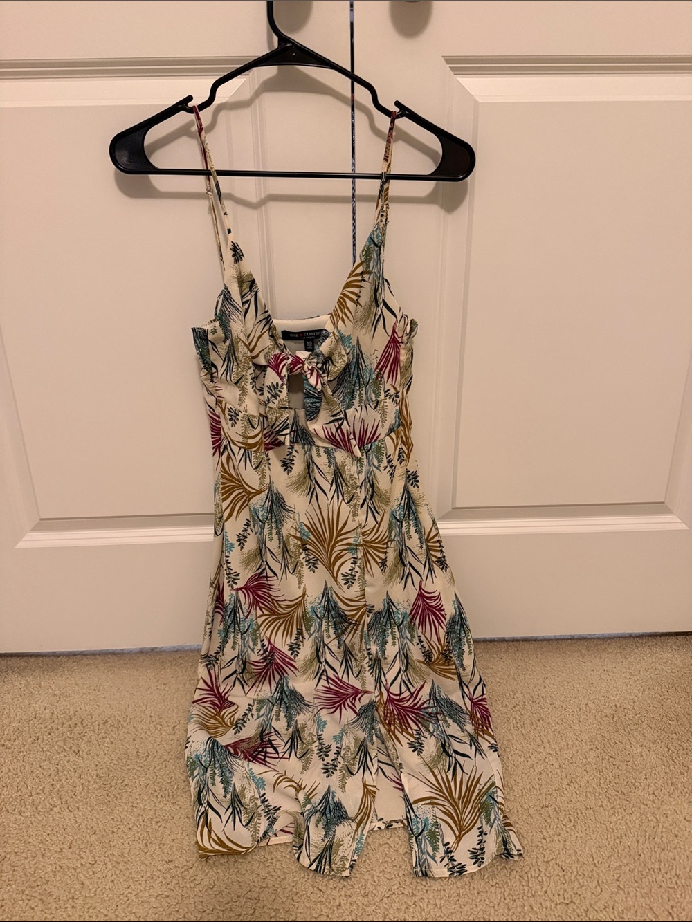 Floral Print Spaghetti Strap Midi Dress - Cream
